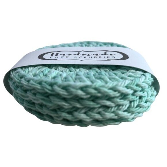 NWT Handmade Mint Crochet Facial Rounds 100% Cotton Face Scrubbies Set of 4 Eco - Picture 3 of 4